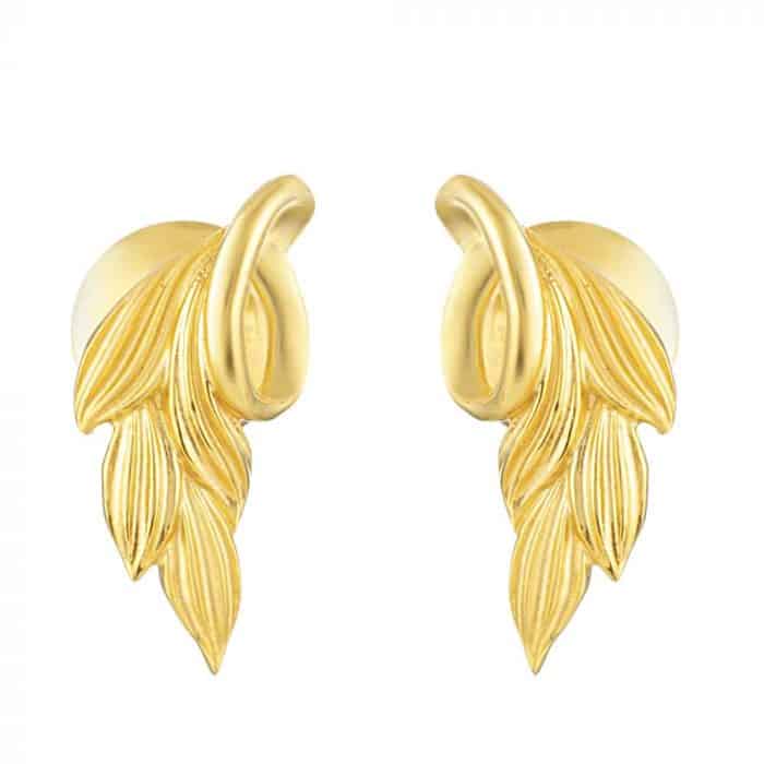 22ct Gold Leaf Stud Earring