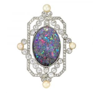 Opal And Diamond Brooch