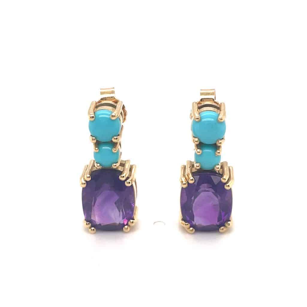 Turquoise & Amethyst Earrings