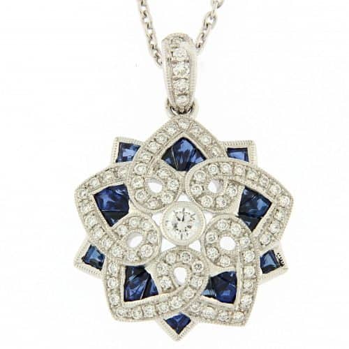 A beautiful sapphire & diamond pendant