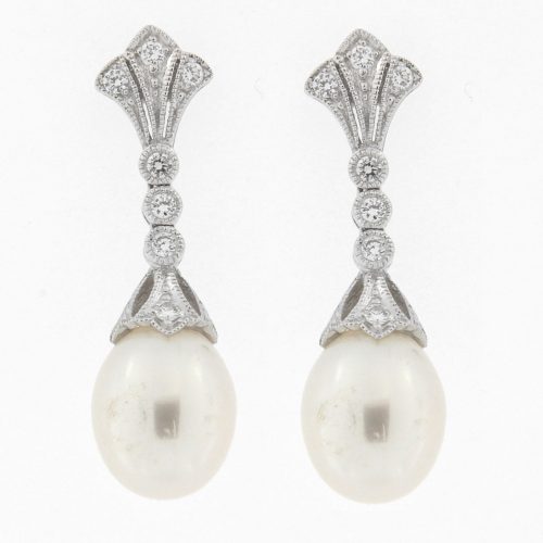 cultured pearl & Diamond earrings